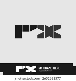 Logotipo de monograma RX moderno com formas geométricas arrojadas em estilo minimalista, ideal para marca, start-ups de tecnologia ou identidade empresarial profissional. Formato de vetor editável.