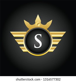 Modern S Circle Crown Logo  Illustration, Vector.