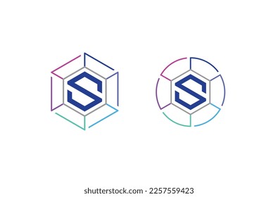 Modern S letter with circuit of tech logo vector. Icon for futuristic Cyberpunk digital technology. Apply to computer and gadget mobile phone shop web site store. Service and repair, supply equipment 