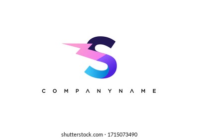 Modern S Letter electricity company logo. creative emblem Lightning energy design. initial brand template.