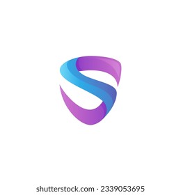 Modern S letter logo design with shield combination