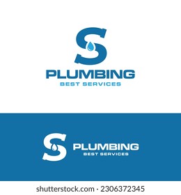 Modern S letter logo for plumbing company illustration