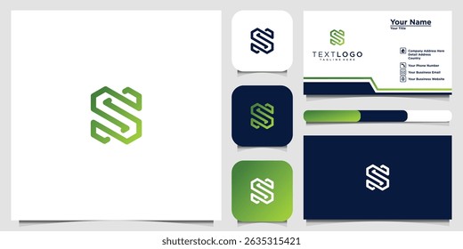 Modern S letter mark logo with business card template vector design