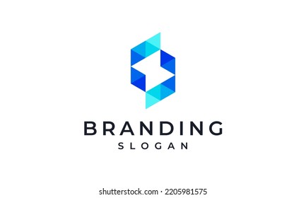 Logotipo S moderno - Plantilla de diseño de letra azul digital S