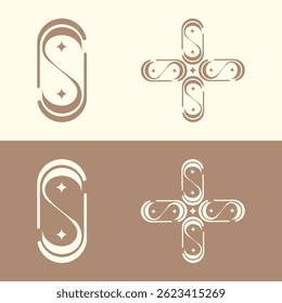 Modern S Monogram Logo with Star Accents