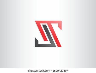 Modern S vector illustration with red and black color concept