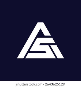 Modern AS or SA triangle monogram logo with clean lines, ideal for branding and identity design.