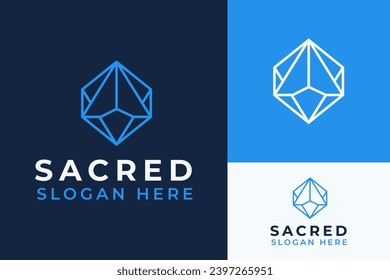 Modern Sacred Geometry Hexagon Triangle Digital Technology logo Design Branding Template