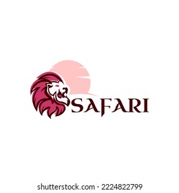 Modern Safari Travel Lion Logo Design Template