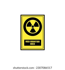 Modern Safety Sign icons vector illustration of High Radiation Area with yellow and black style isolated