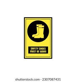 Modern Safety Sign icons vector illustration of Safety Shoes Must Be Worn with yellow and black style isolated