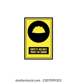 Modern Safety Sign icons vector illustration of Safety Helmet Must Be Worn with yellow and black style isolated