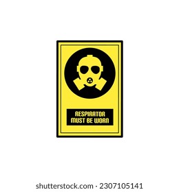 Modern Safety Sign icons vector illustration of Respirator Must Be Worn with yellow and black style isolated