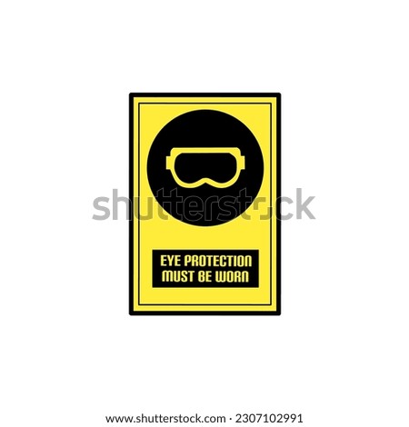 Modern Safety Sign icons vector illustration of Eye Protection Must Be Worn with yellow and black style isolated