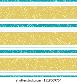 Modern saffron color and aqua blue stripe design with etched texture. Seamless geometric vector pattern on white background. Great wellness products, giftwrap, homedecor, stationery, packaging