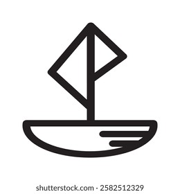 Modern sailboat icon with sharp edges and minimalist details for digital platforms.