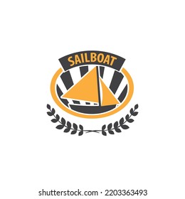 Modern Sailboat Logo Badge Design Template