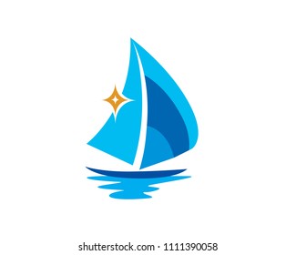Modern Sailboat Logo Illustration In Isolated White Background