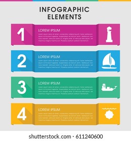 Modern sailing infographic template. infographic design with sailing icons includes lighthouse, sailboat. can be used for presentation, diagram, annual report, web design. 