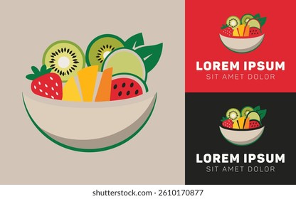 Modern Salad Bowl Logo with Minimal Cartoon Look