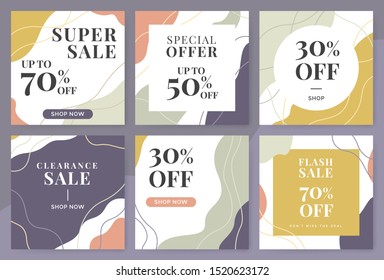 Modern sale banner social media. Abstract fashion sale social media post collection. Social media shopping sales with different offers