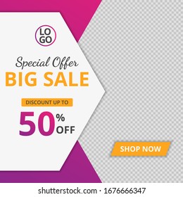 Modern sale banner template post, special offer big sale social media for ads