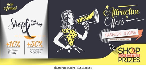 Modern sale banner template. Vector illustrations.