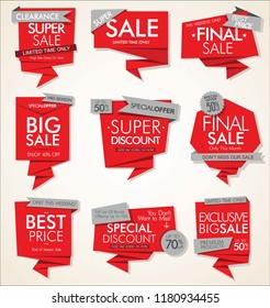 Banners modernos de venta y colección vectorial de etiquetas