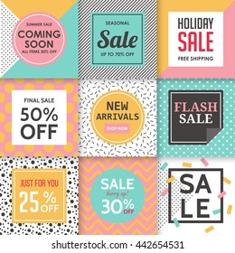 Modern sale banners template for social media and mobile apps. Creative sale banners with pattern design. Colorful summer background for sale banners.