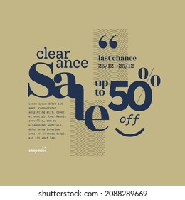 Modern sale discount promotion banner with typography style. Sale promotion banner elegant template. Vector illustration