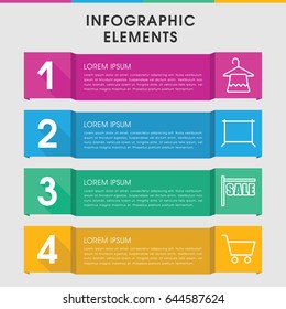 Modern sale infographic template. infographic design with sale icons includes hanger, shopping cart. can be used for presentation, diagram, annual report, web design.