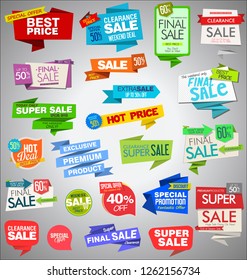 Modern sale origami banners and labels collection