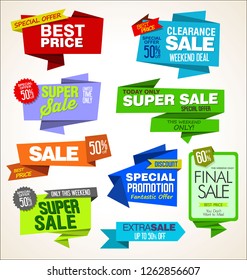 Modern sale origami banners and labels collection