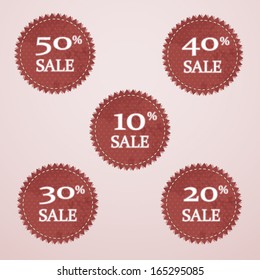 Modern sale red badges for shops with different discount concept illustration