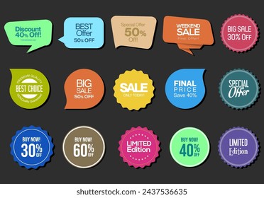 Modern sale sticker and tag colorful collection 