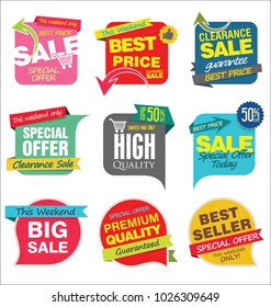 Modern sale stickers and tags colorful collection