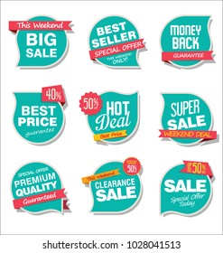 Modern sale stickers and tags colorful collection