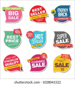 Modern sale stickers and tags colorful collection