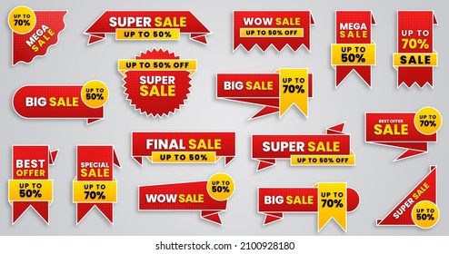 Modern sale stickers and tags colorful collection