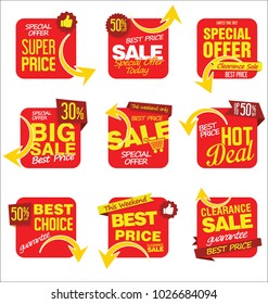 Modern sale stickers and tags red collection