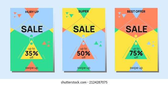 Modern sales banner template design, set of special offers for online store or social networks. Vector illustration