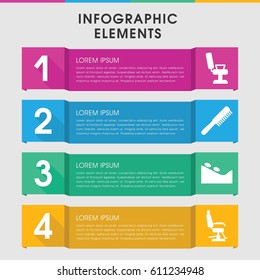 Modern salon infographic template. infographic design with salon icons includes comb, barber chair. can be used for presentation, diagram, annual report, web design. 