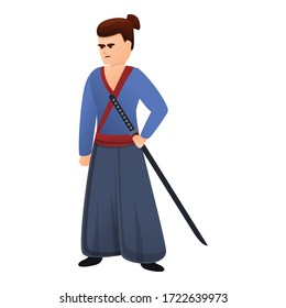 Moderne Samurai-Ikone. Cartoon des modernen Samurai-Vektorsymbol für Webdesign einzeln auf weißem Hintergrund