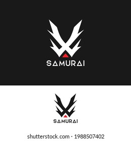 Plantilla moderna de diseño del logotipo de samurai