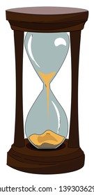 A modern sand clock made of glass and wooden frame vector color drawing or illustration