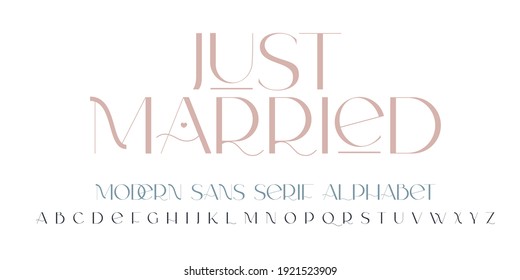 Modern sans serif elegance font. Classic minimal high contrast wedding font. Uppercase only. Vector illustration.