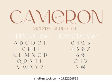 Modern sans serif elegance font. Classic minimal high contrast wedding font. Uppercase only. Vector illustration.