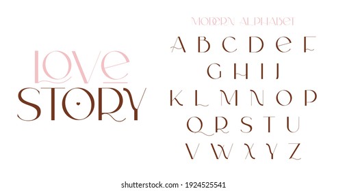 Modern sans serif elegance font. Classic minimal high contrast wedding font. Uppercase only. Vector illustration.