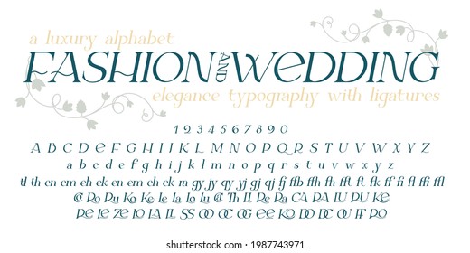 Modern sans serif elegance font. Classic minimal high contrast wedding font. Uppercase only. Vector illustration.