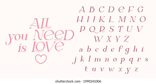 Modern sans serif elegance font. Classic minimal high contrast wedding font. Uppercase only. Vector illustration.